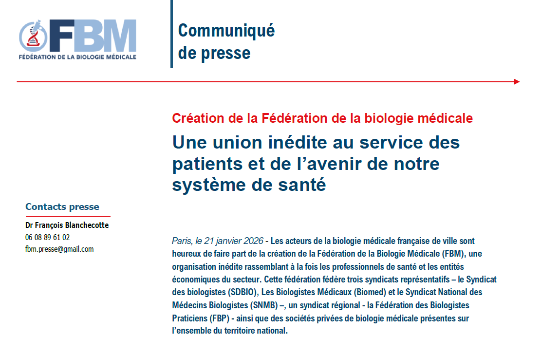 Création de la Fédération de la biologie médicale